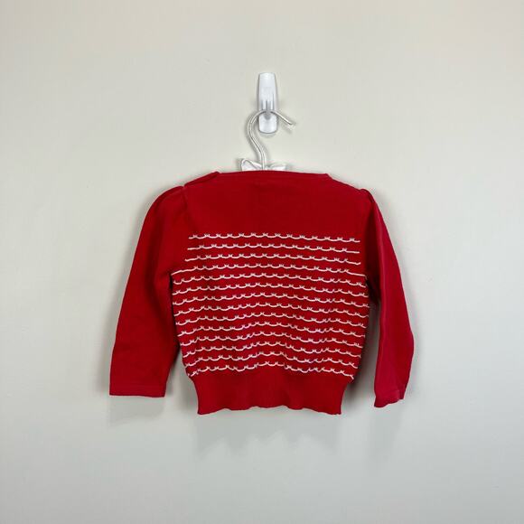Janie and Jack Scallop Stripe Red Sweater 18-24 Months - Picture 5 of 5
